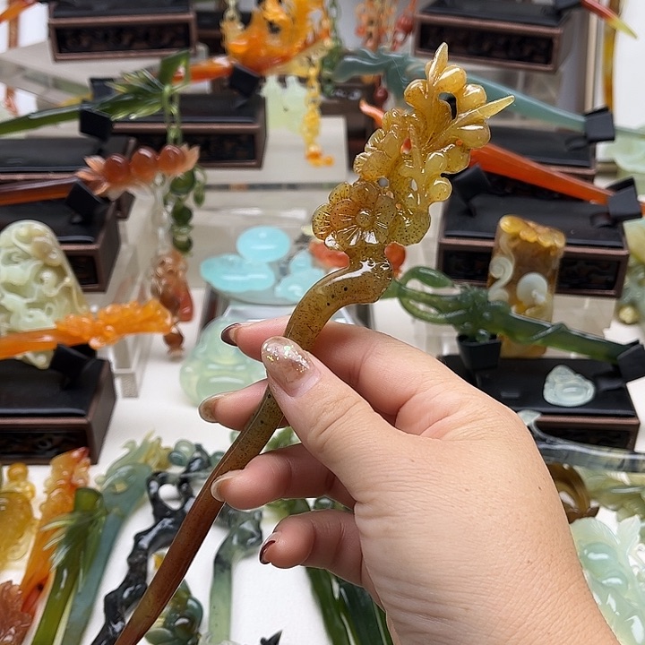 蛇纹石玉岫玉发簪未镶嵌