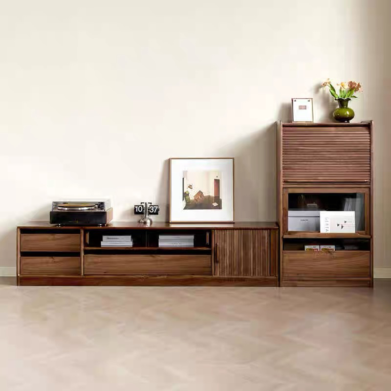 北美黑胡桃木组合电视柜斗柜新中式简约风