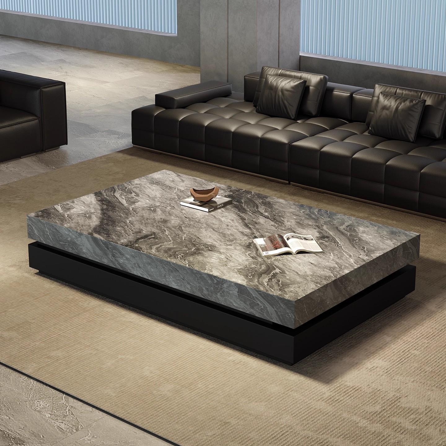 现代简约岩板茶几长方形意式极简轻奢客厅家用双层高级感2025新款