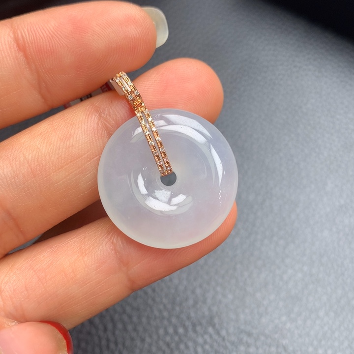 翡翠吊坠(不含链)18K金镶嵌