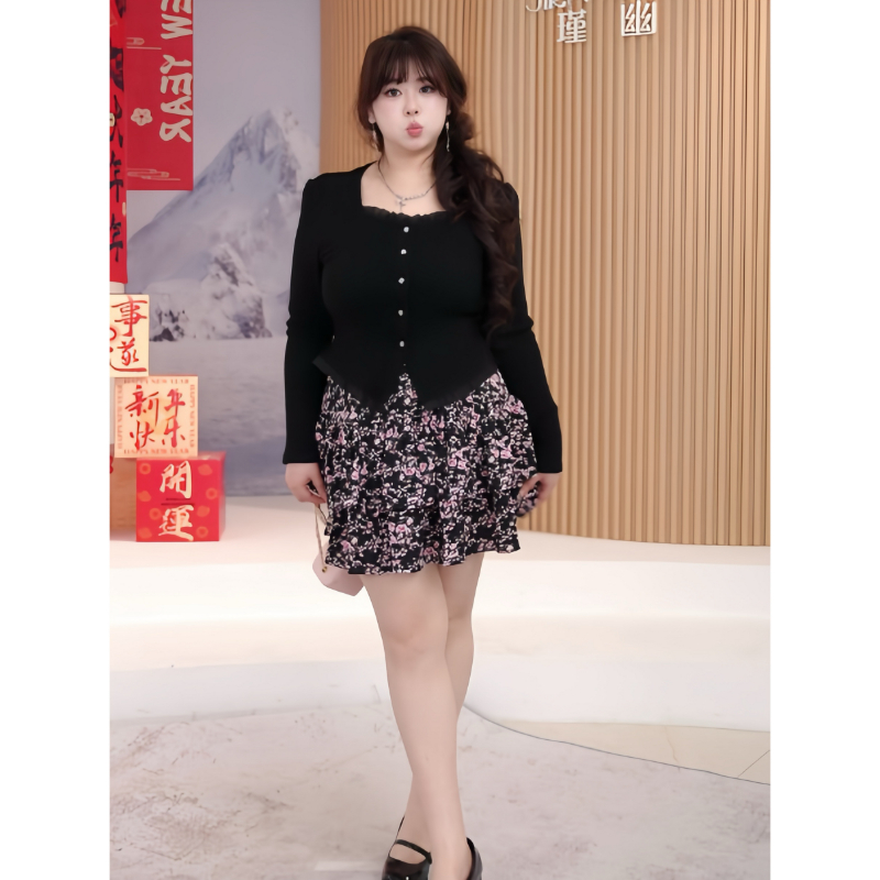 夏季时尚洋气舒适气质显瘦遮肉百搭碎花裙子多肉婷微胖定制JWT672