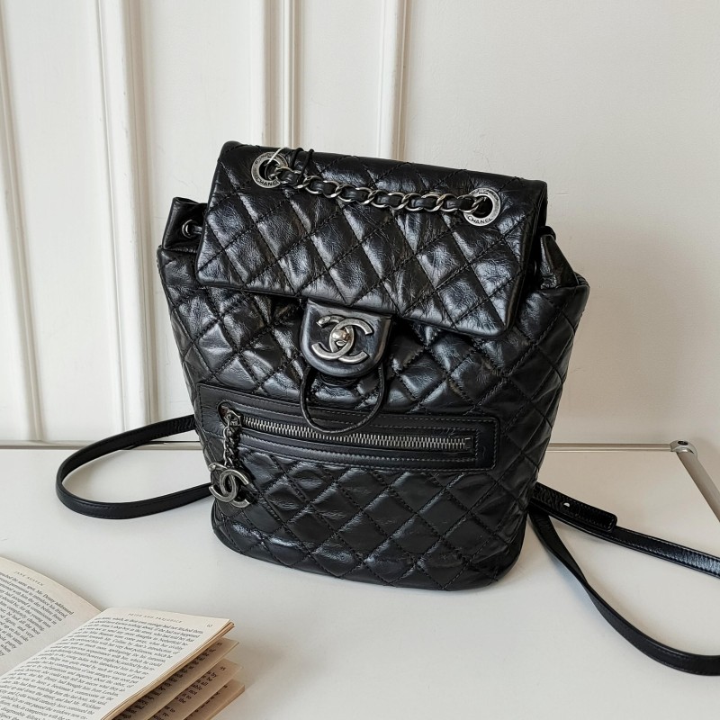 95新 Chanel/香奈儿 【24期免息】黑银萨尔茨堡小号双肩包50060