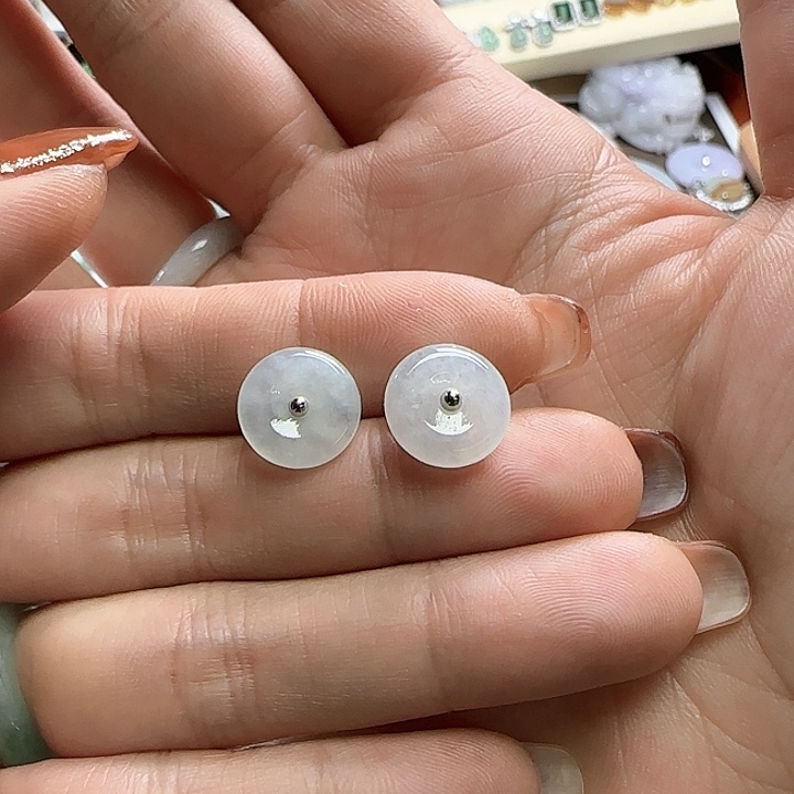 翡翠颈饰未镶嵌冰平安扣耳钉