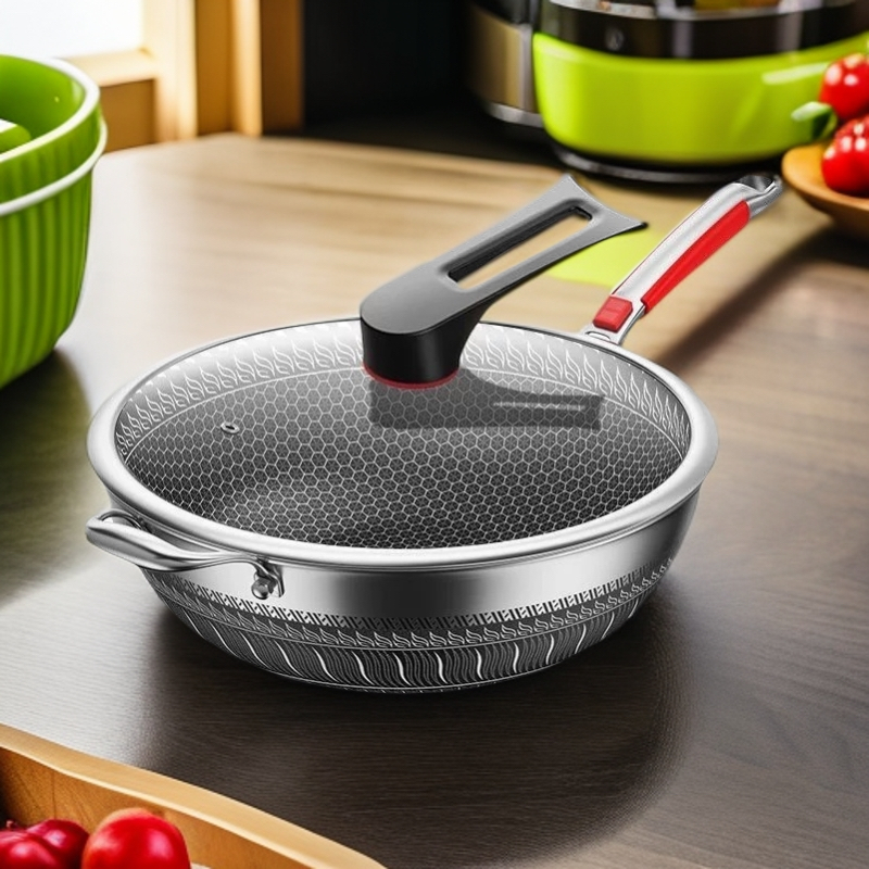【专属链接】炒锅家用不粘锅一体不锈钢不生锈炒菜平底电磁炉燃气用