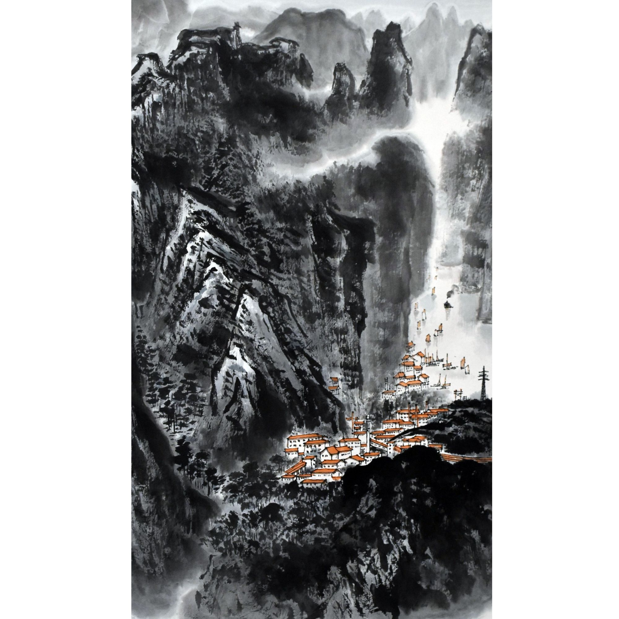 HM7135 蜀山壮安 68×45cm 纸本立轴 2.7平尺