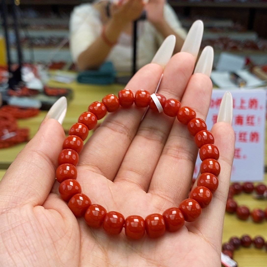 南红玛瑙未镶嵌8mm单圈手串多样性发一