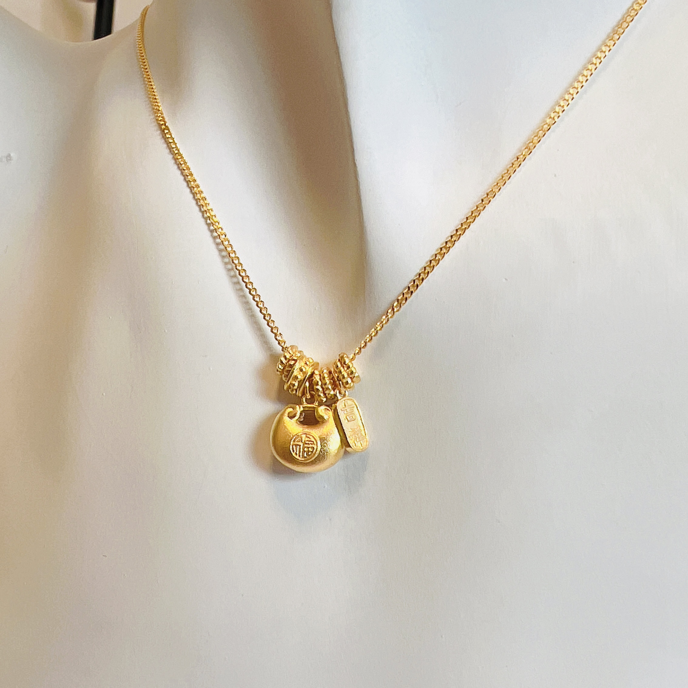 足金999吉祥如意小胖福套链仙女时尚中古