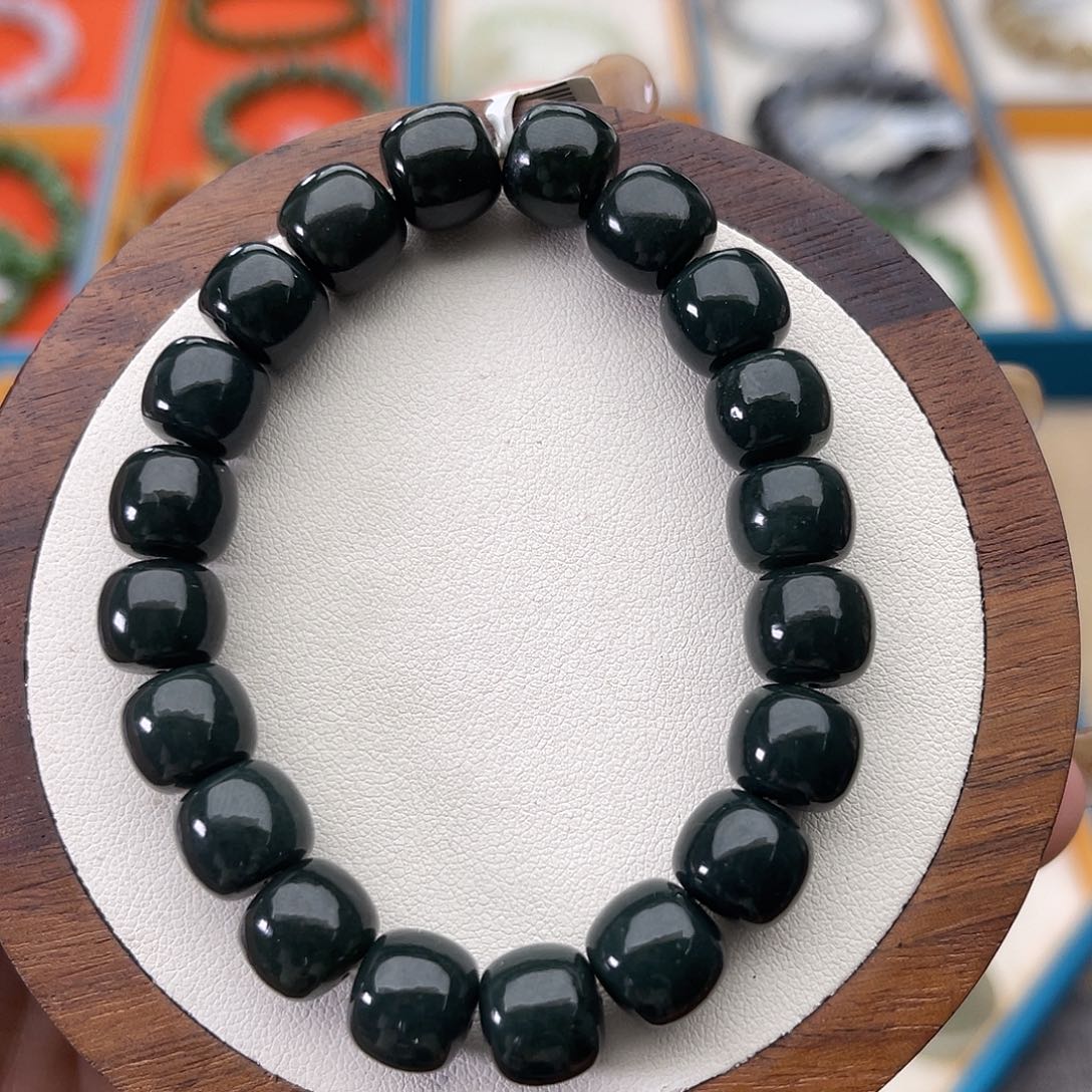 和田玉未镶嵌手串A8卡10