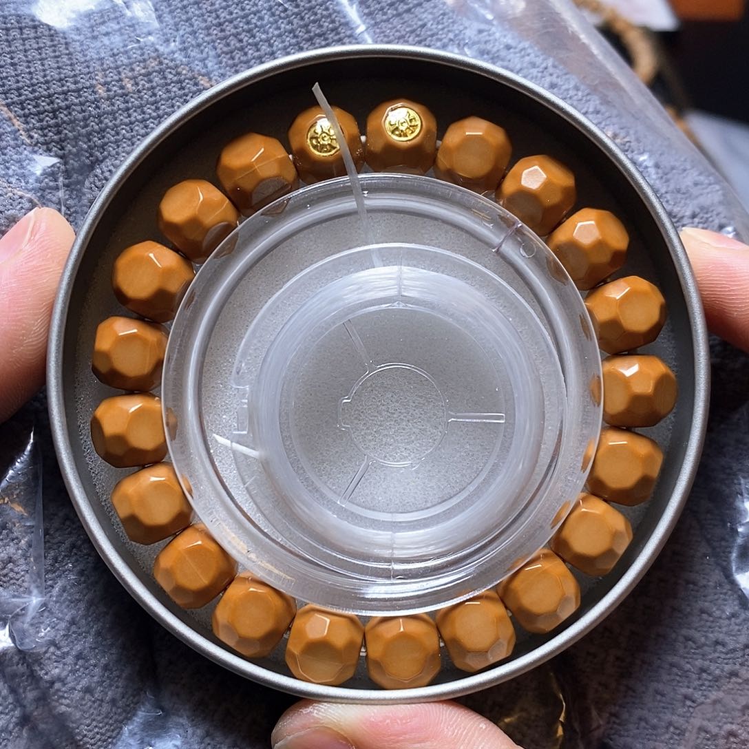 猴头核桃手串双18k金标六方10+全品18号