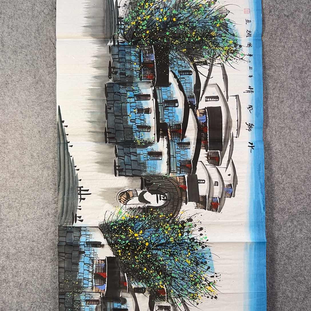 国画507 花鸟在树丛的顶端鸣叫叫声响