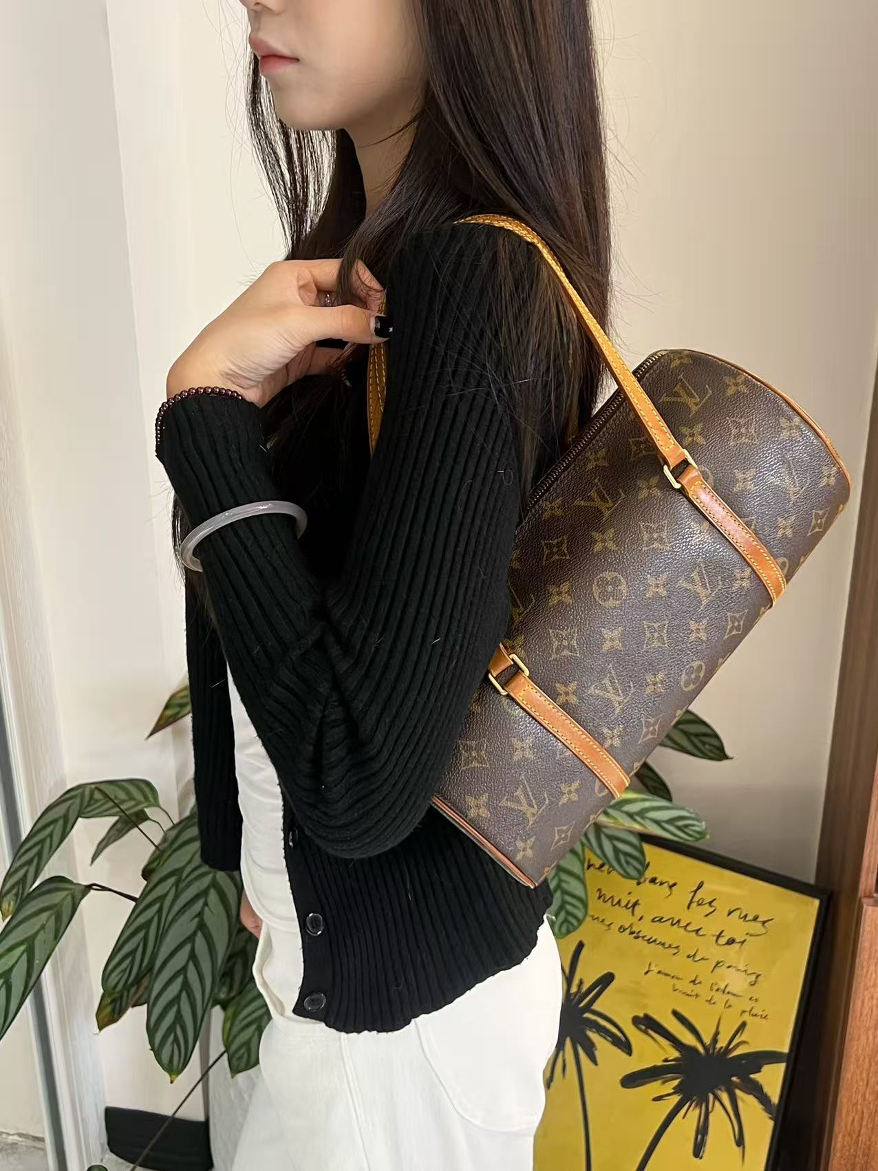 95新 LouisVuitton/路易威登 黄皮巴比龙30/单肩包/diy斜挎包
