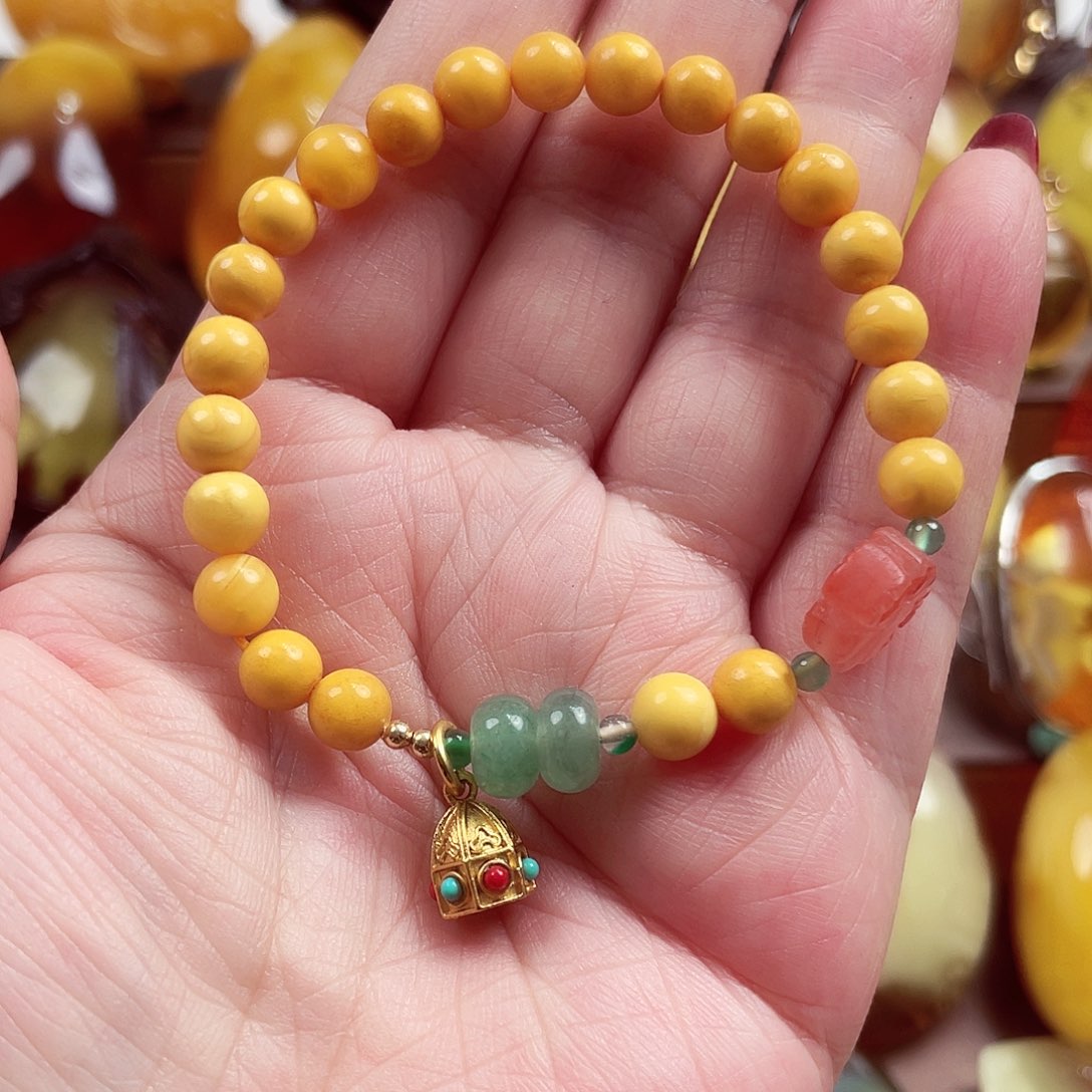 琥珀戒指未镶嵌手串