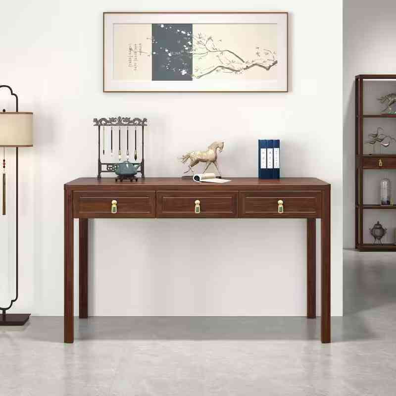 新中式乌金木实木书桌椅组合长方桌办公桌书法画桌书房写字台