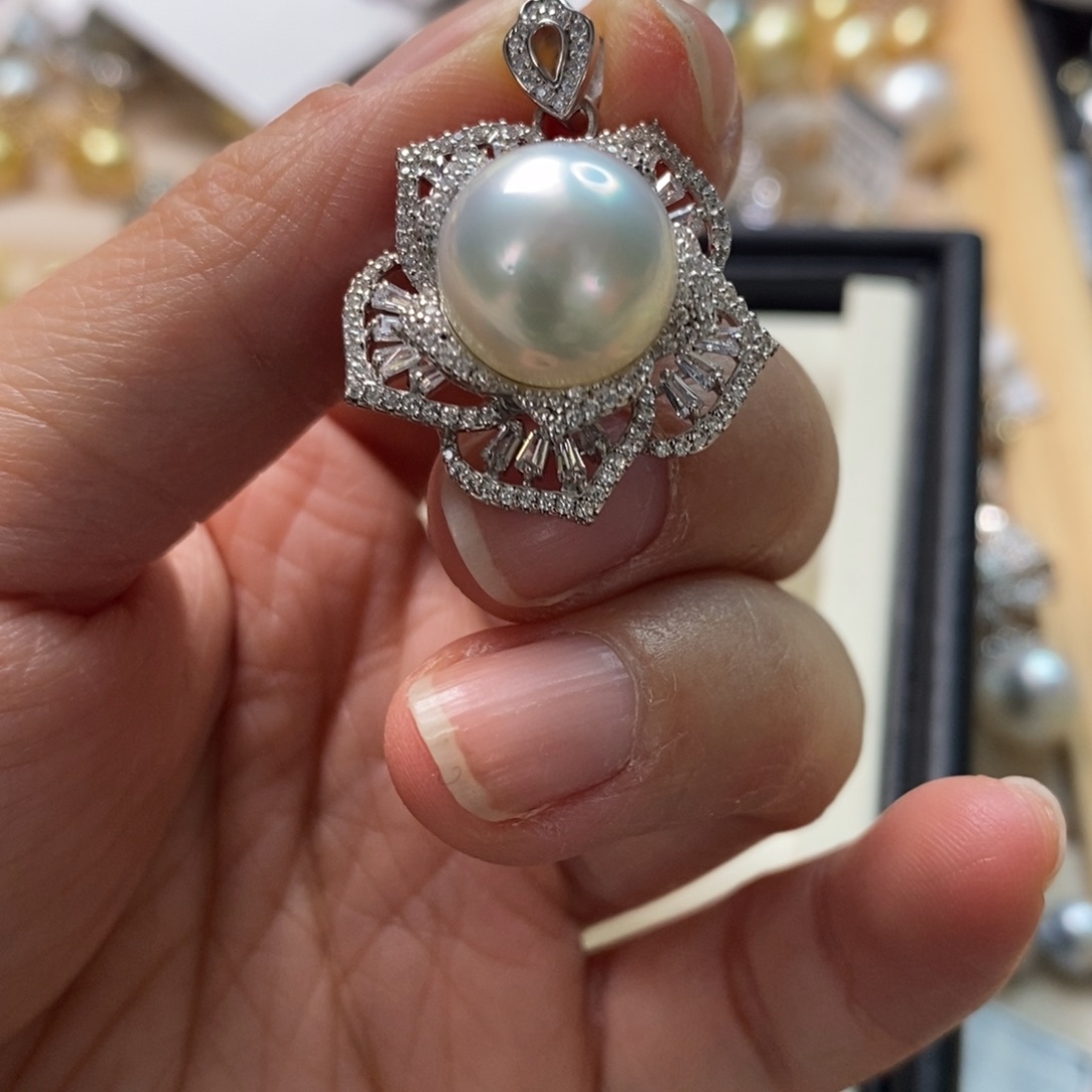 海水珍珠颈饰银S925镶嵌