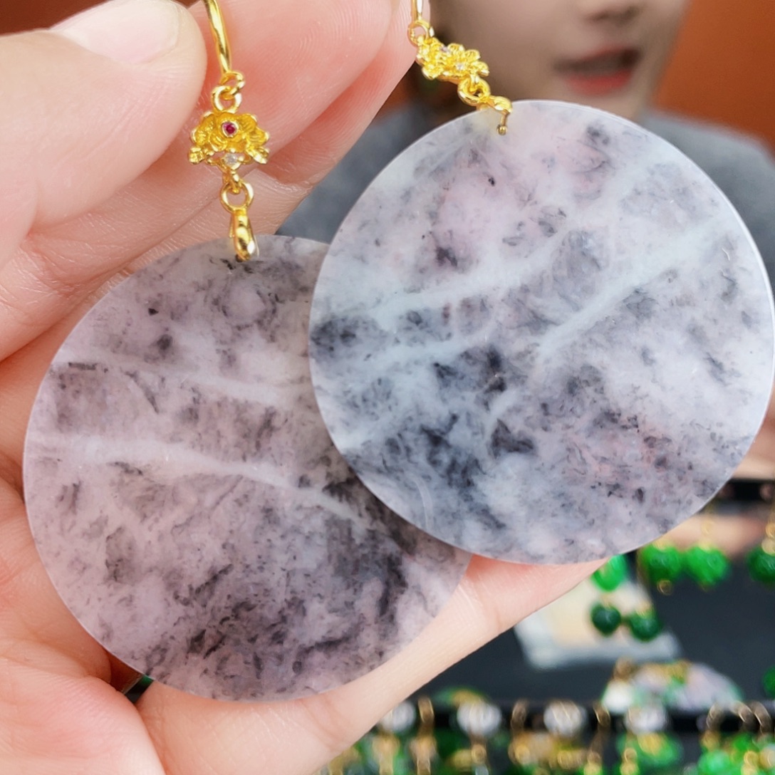 翡翠未镶嵌耳饰饰品