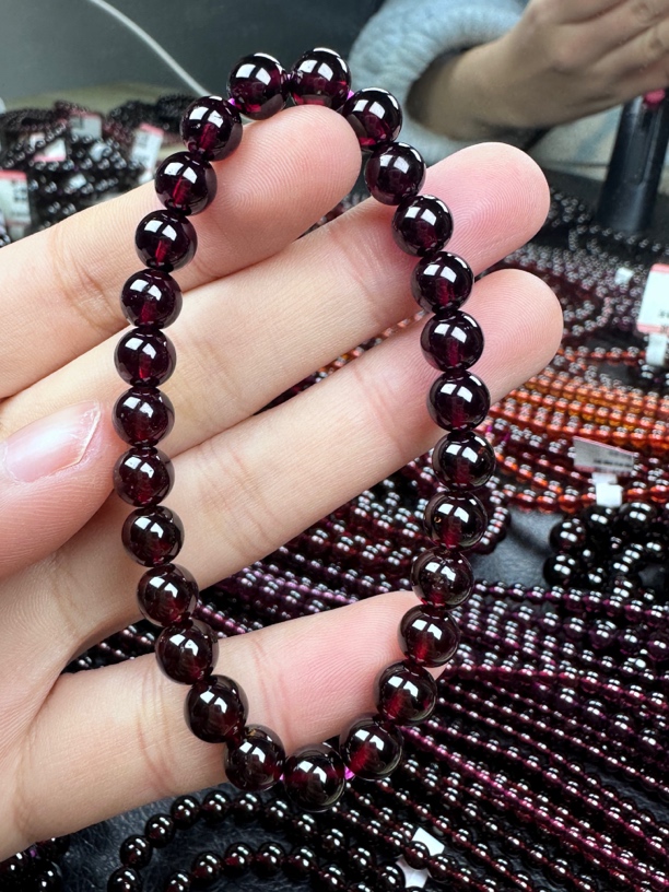 天然巴西酒红石榴石福利款卡7mm单圈