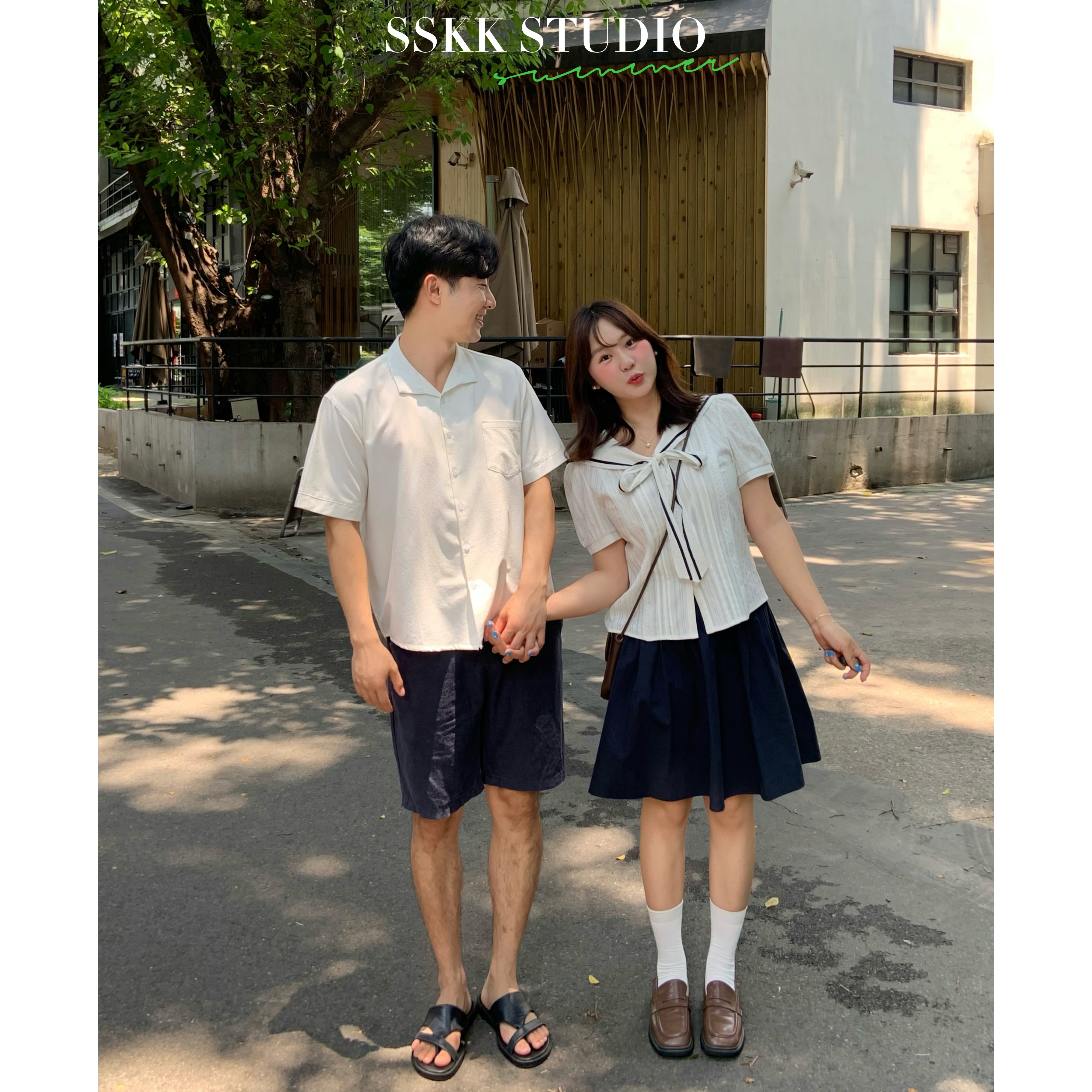 KMZY/KMZY山_山【川岛学院】微胖女装韩系学院风海军领系带减龄衬衫