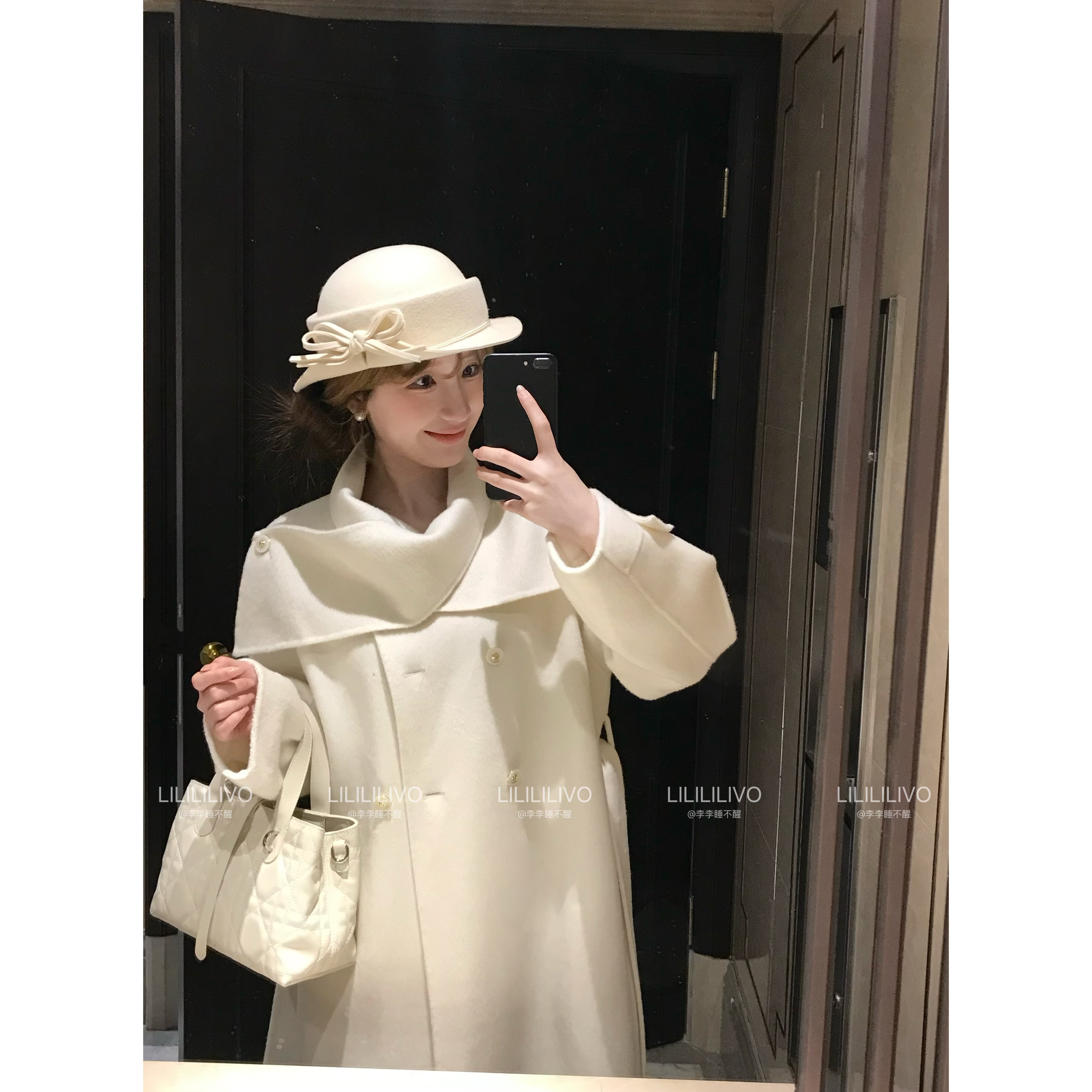 李李【白月光】2025秋冬新款羊毛大衣女保暖千金风毛呢外套韩版显瘦