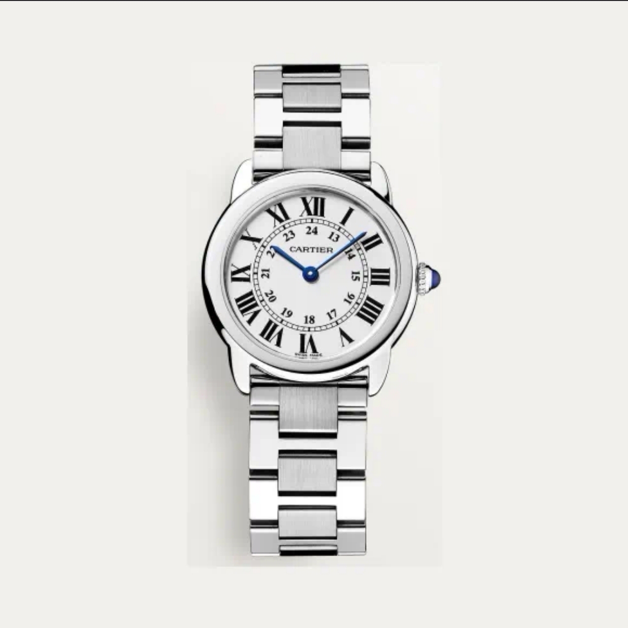 99新 Cartier/卡地亚 伦敦  29.5白盘罗马钢带  石英  全套