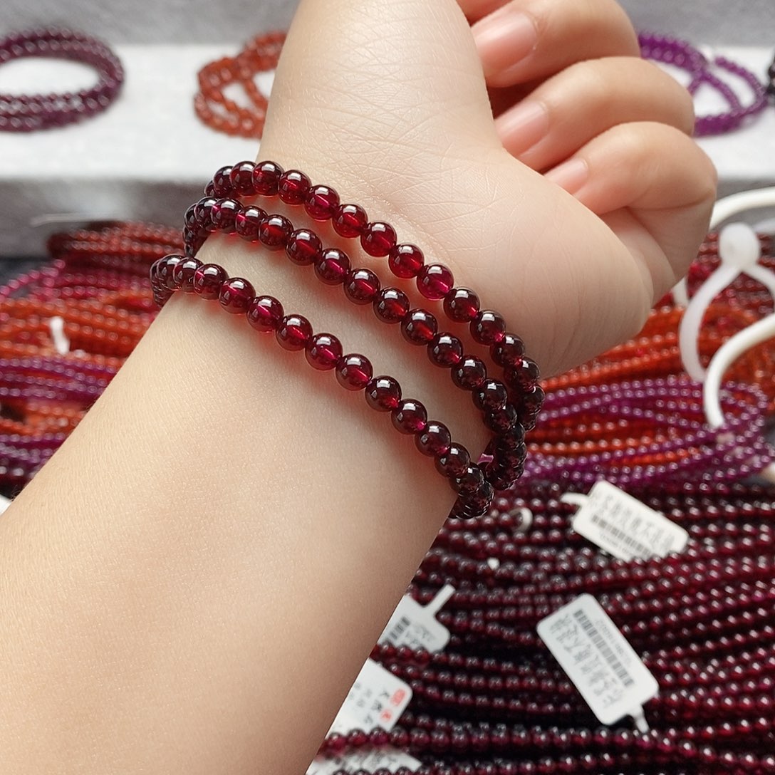 石榴石手链未镶嵌5.5mm玫红性价比