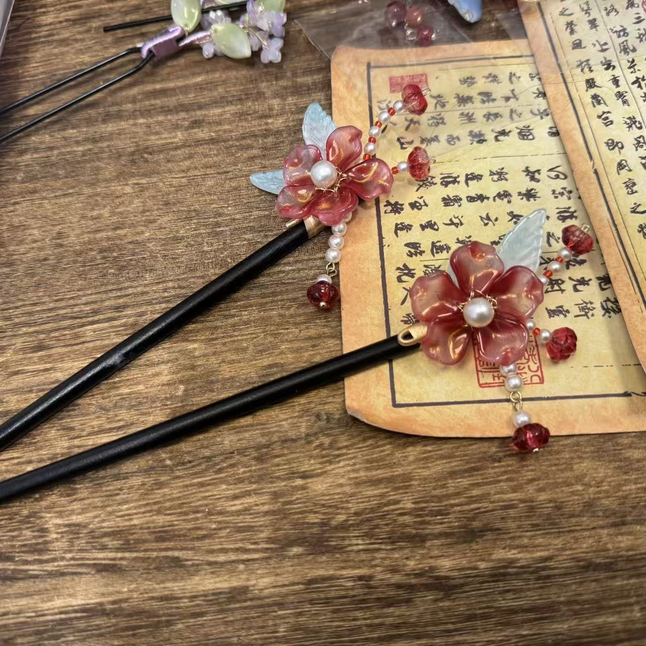 红上枝。前尘梦古风汉服配饰