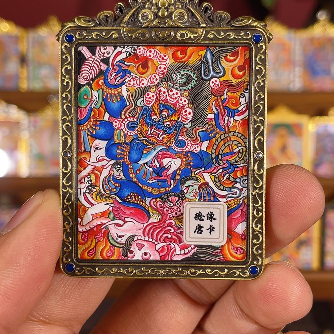 六臂大黑天热贡小唐卡