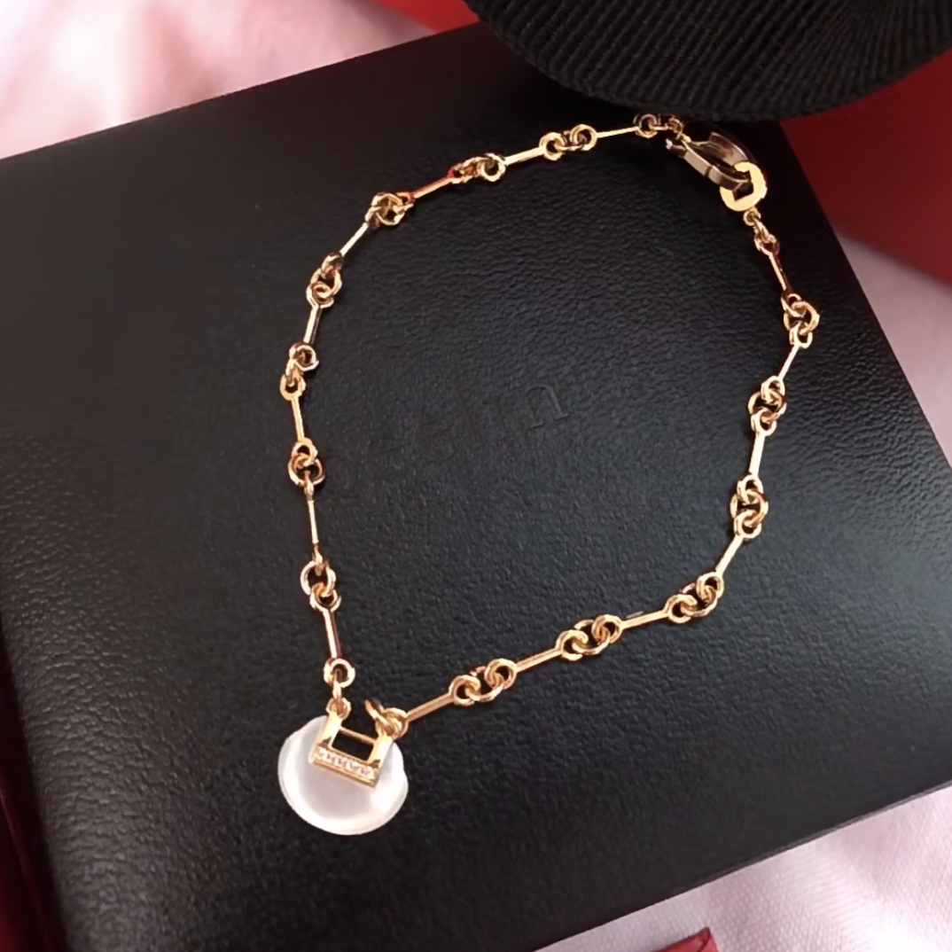 99新 Qeelin Qeelin麒麟18k玫瑰金 贝母镶嵌手链