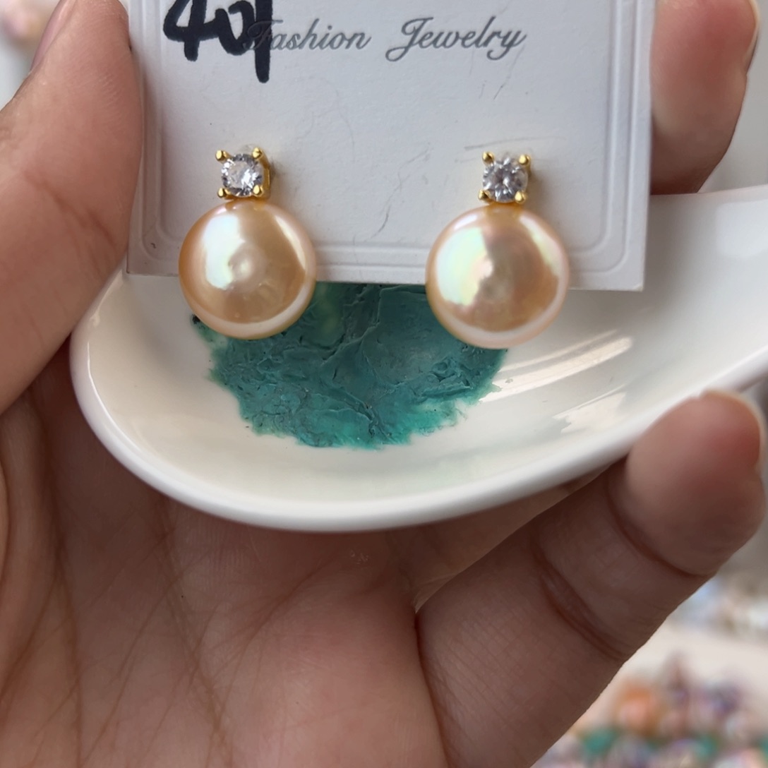 淡水珍珠耳饰银S925镶嵌