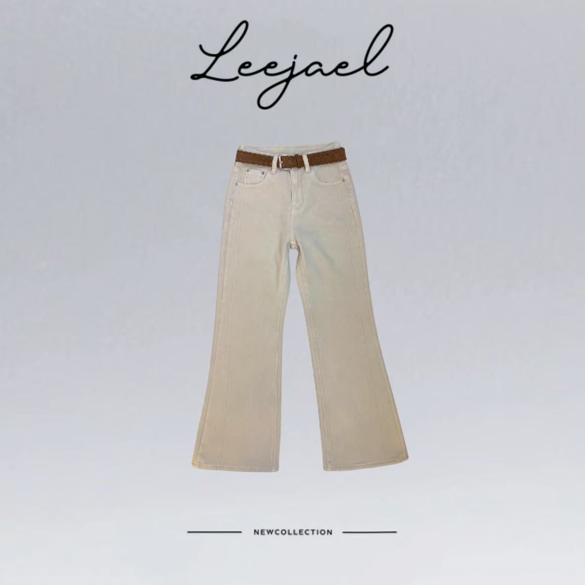 Lejeal“欧货时尚百搭加厚绒休闲筒喇牛仔裤” LJE-I05#