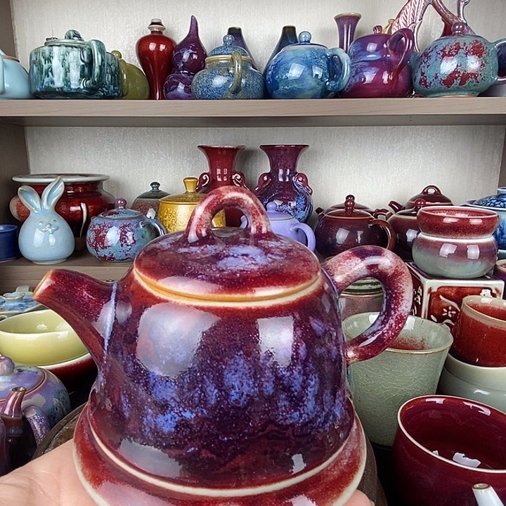 优***哉茶盏中国神后钧瓷茶具处理