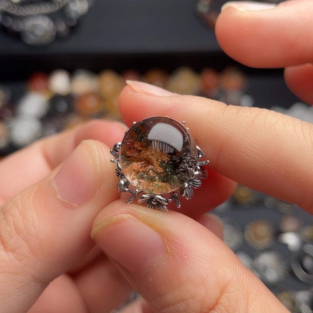 水晶戒指银S925镶嵌111111