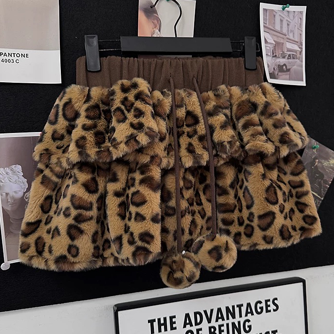 美式复古辣妹性感豹纹半身裙女涉谷辣妹新款松紧腰设计A字裙潮