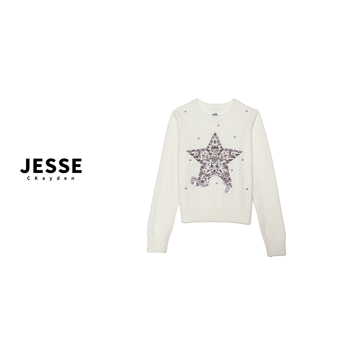 星星常规套头针织春秋冬季圆领毛针织衫毛衫常规款SS0386