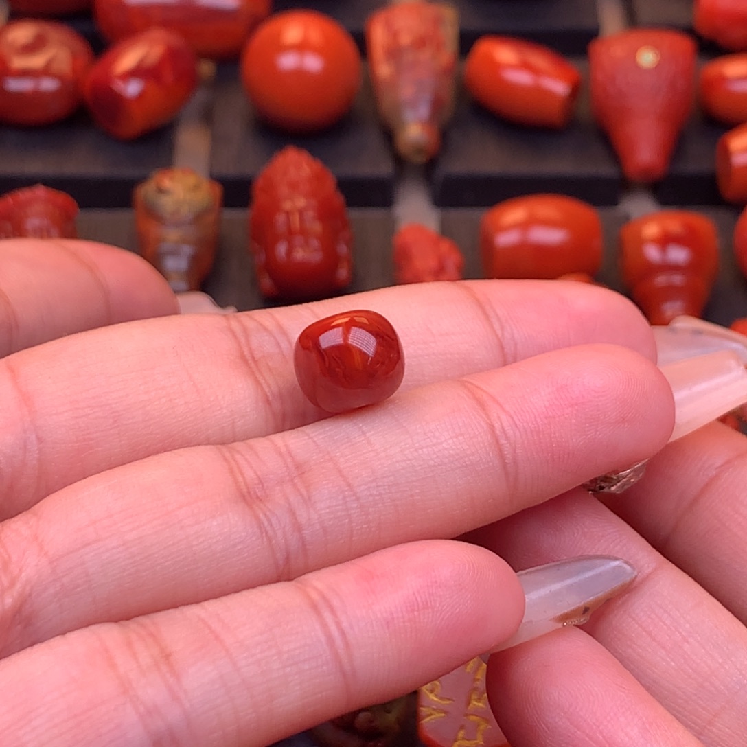 南红玛瑙未镶嵌川料原矿老型单珠10mm