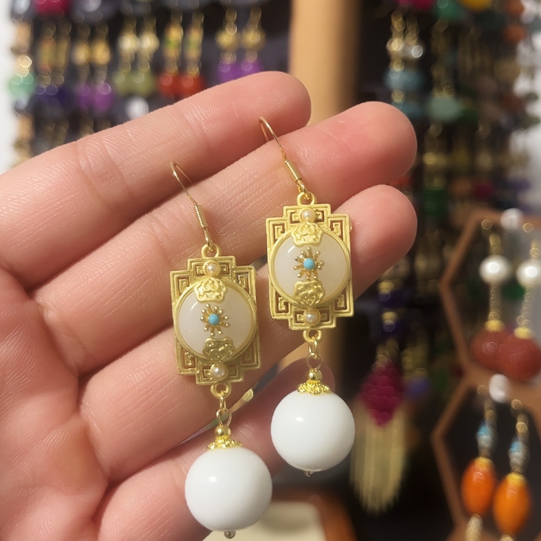 锆石纯铜925银耳饰