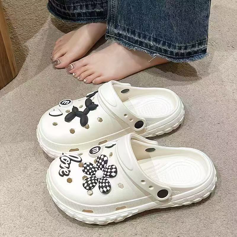 卡通洞洞鞋女童夏季2024新款软底室内家居防滑亲子户外穿男童拖鞋