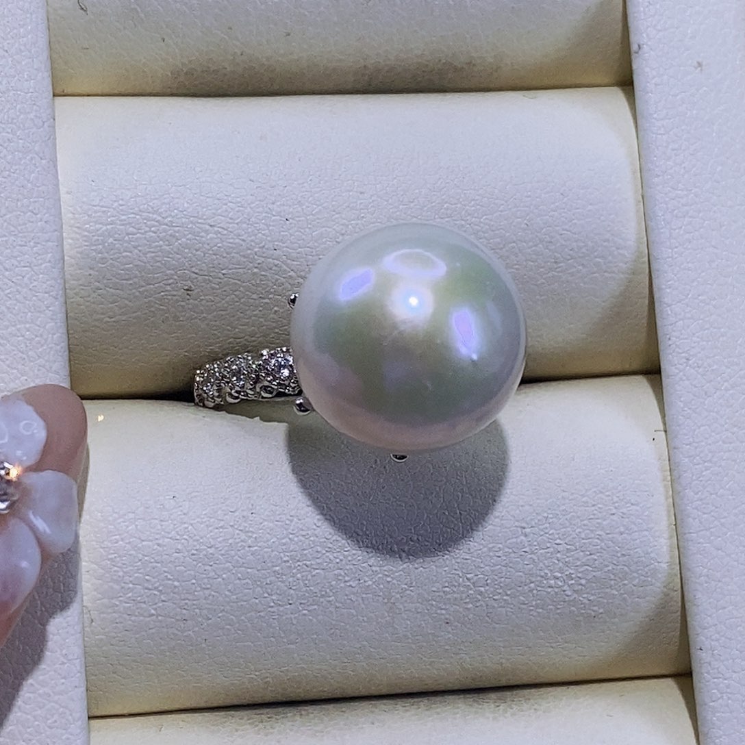 淡水珍珠戒指银S925镶嵌元****?