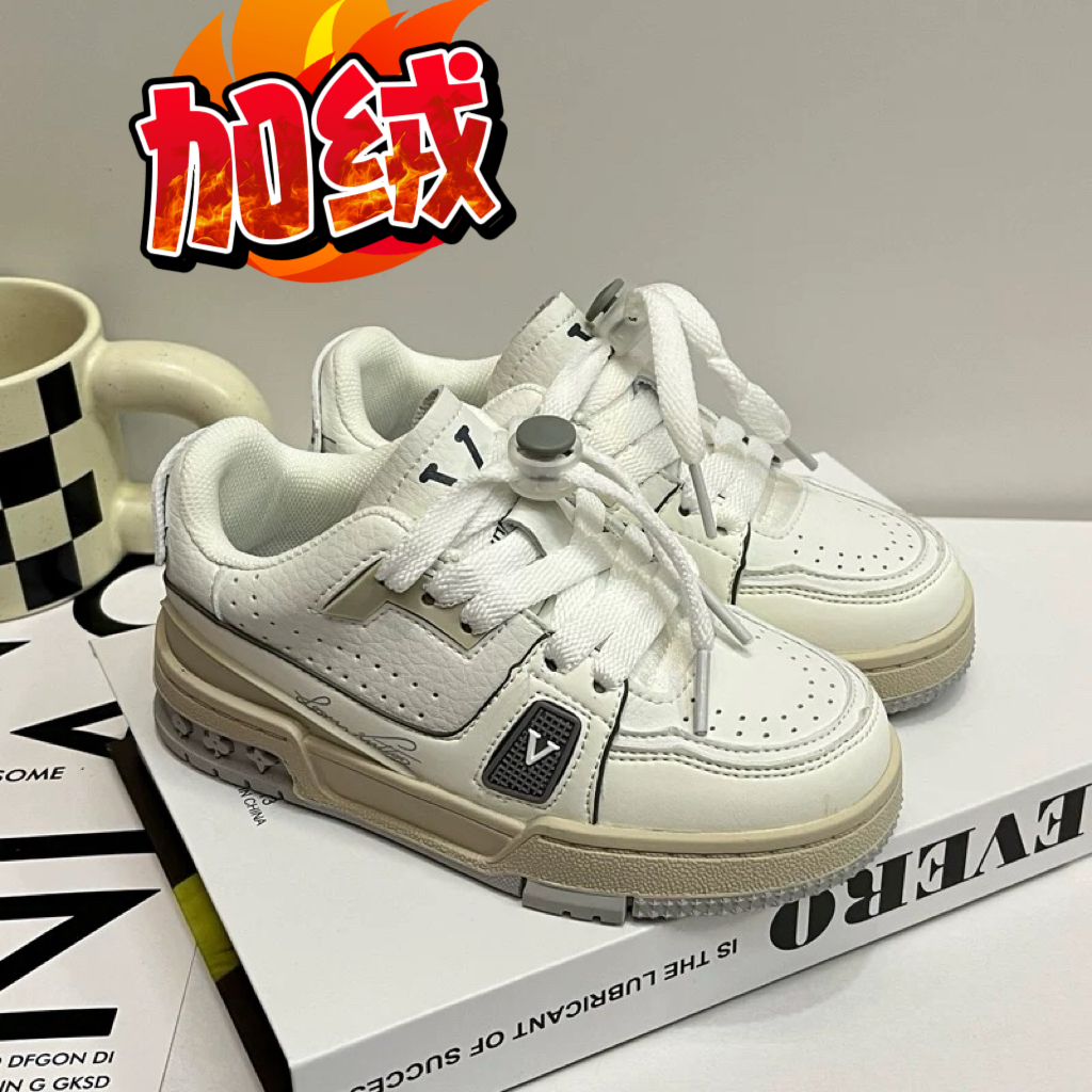 儿童棉鞋潮鞋小白鞋休闲鞋板鞋宝宝加绒透气德训鞋白色鞋子童鞋