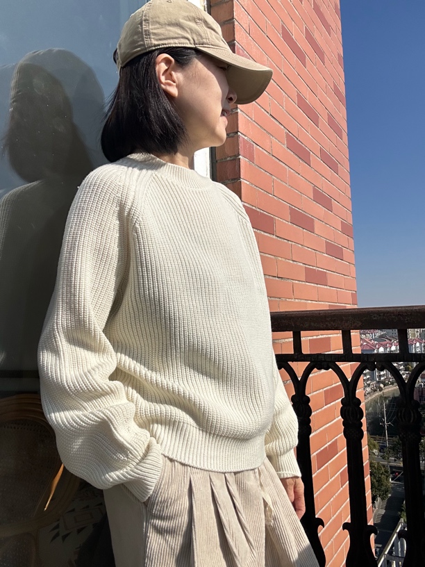 坑条圆领毛秋冬套头上衣保暖百搭加厚