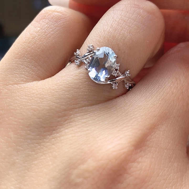 海蓝宝石戒圈银S925镶嵌