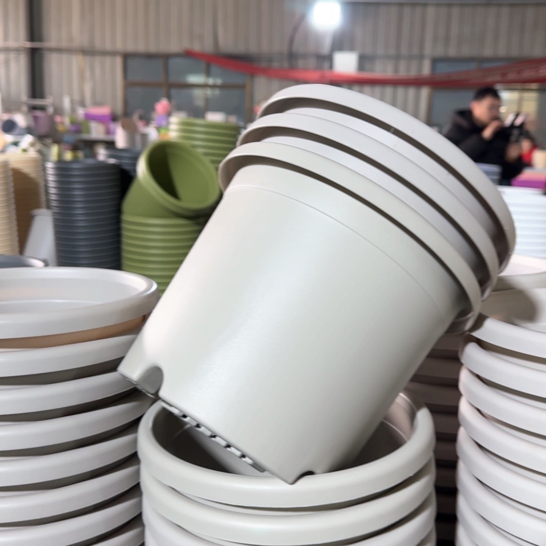 树脂四季盆3#无拖灰白微瑕10