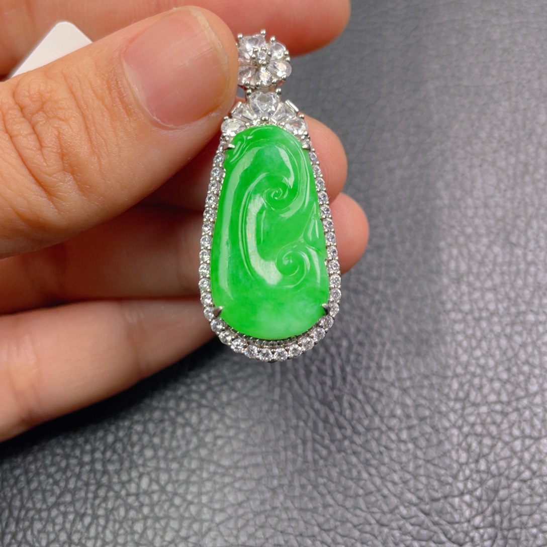 翡翠吊坠(不含链)银S925镶嵌