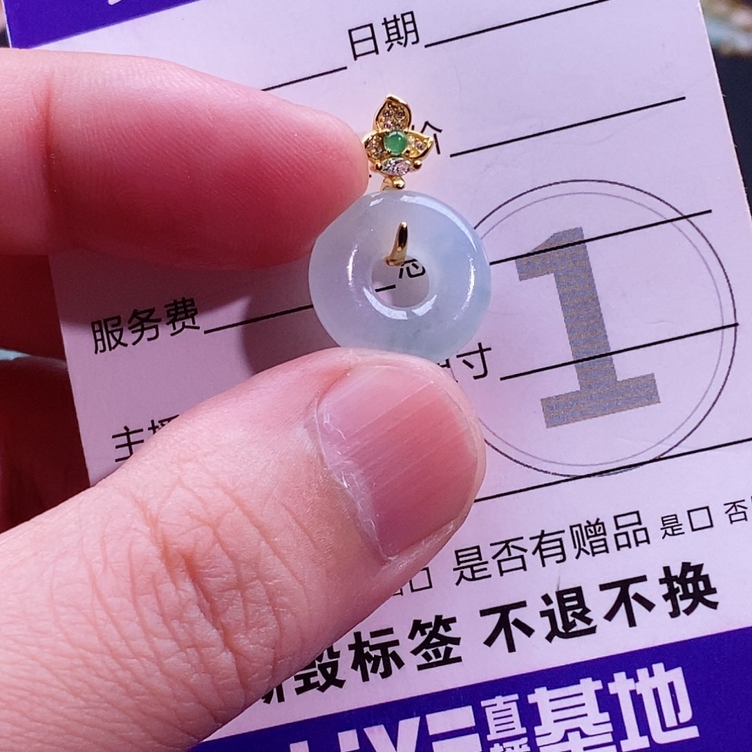 翡翠银S925镀金镶嵌颈饰天然
