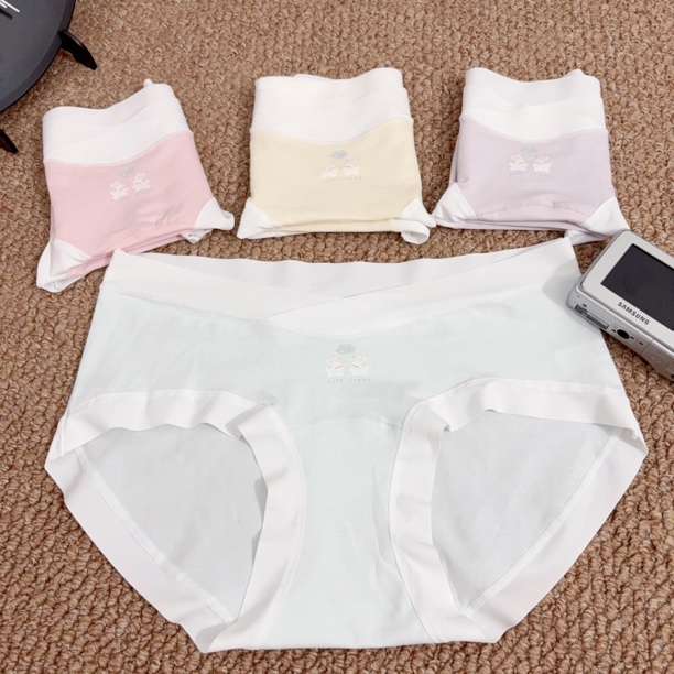 春秋新品孕妇内裤中腰高弹抑菌底档无痕裸感女内裤透气舒适加长档
