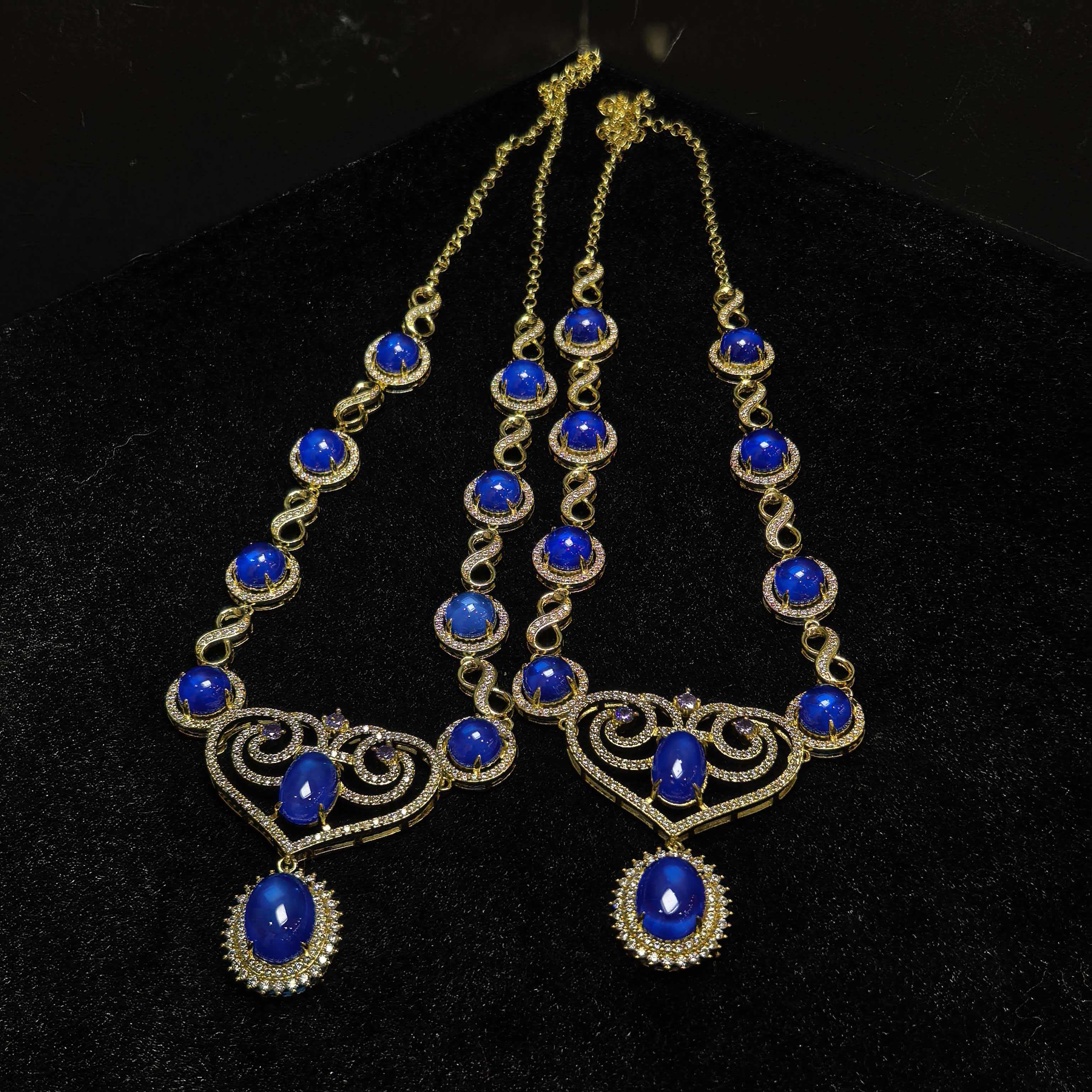 培育蓝宝石CT3288【东齐珠宝】璀璨星光蓝宝石项链-多样性只发一件