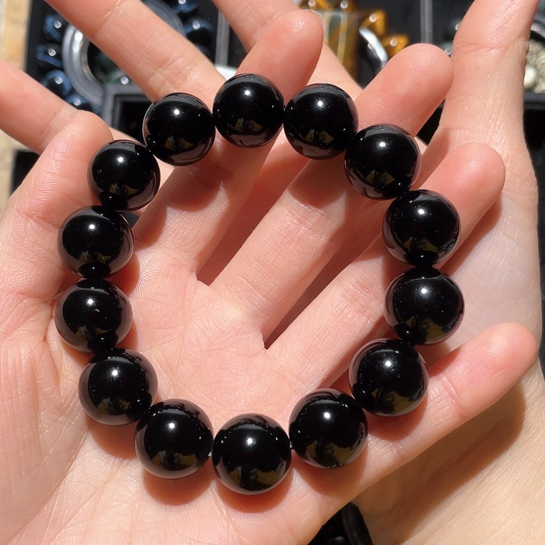 黑曜岩手链未镶嵌小**跑