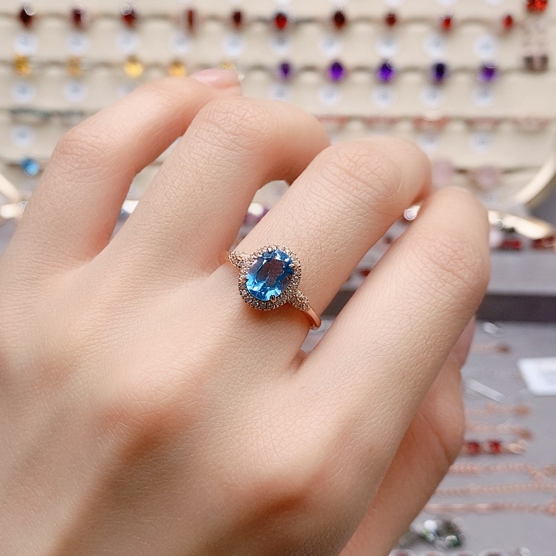 托帕石戒指银S925镶嵌戒指