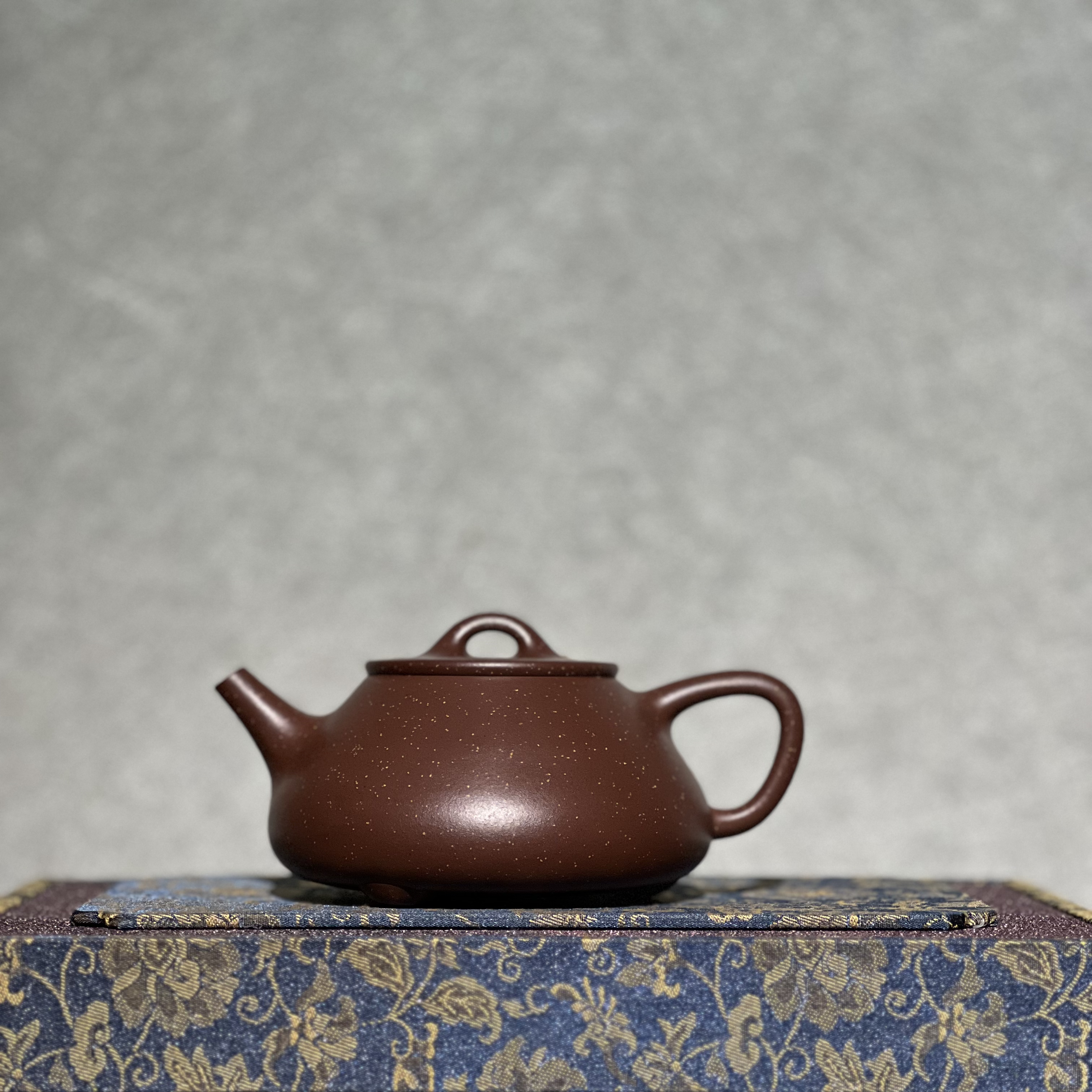 铺砂平盖石瓢壶，许晟宵，老紫泥200cc，宜兴原矿紫砂壶茶器