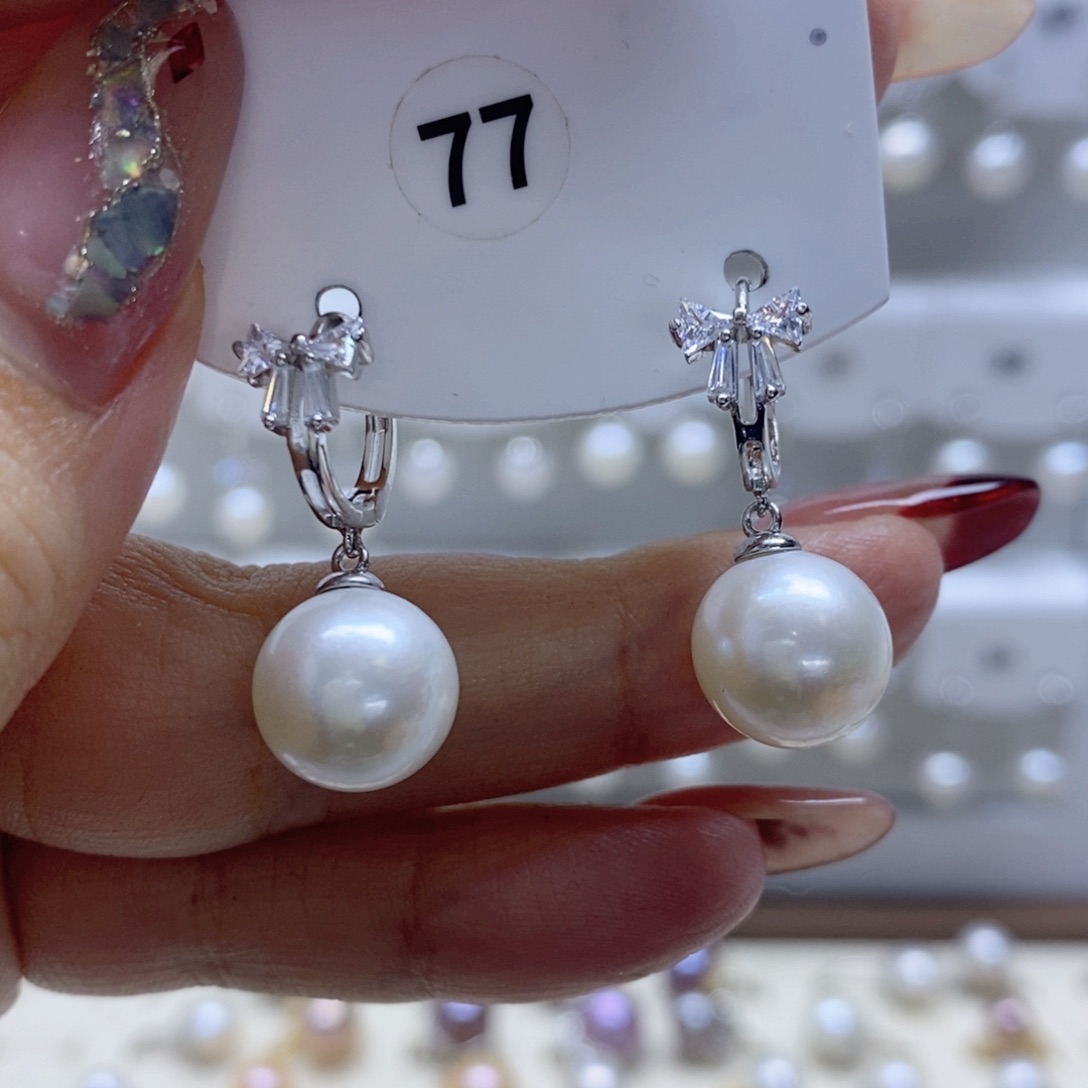 淡水珍珠耳饰银S925镶嵌