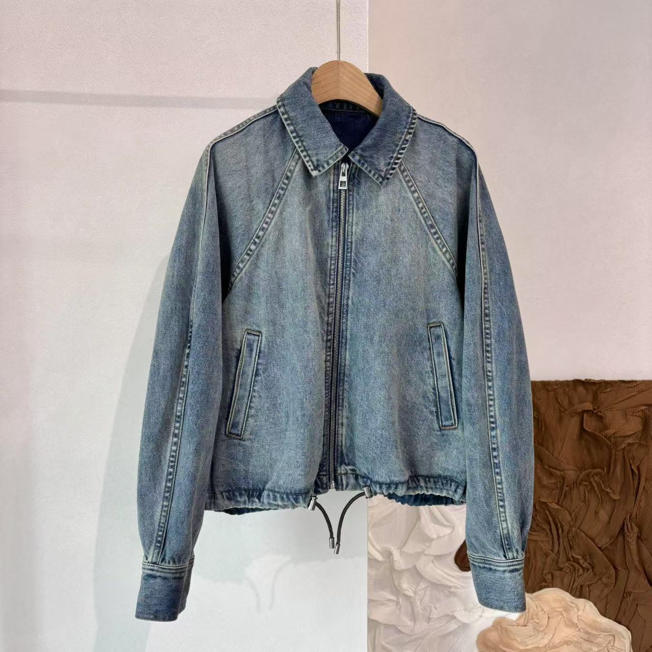 CSY5087 西班牙客人订单 气球式复古牛仔夹克外套